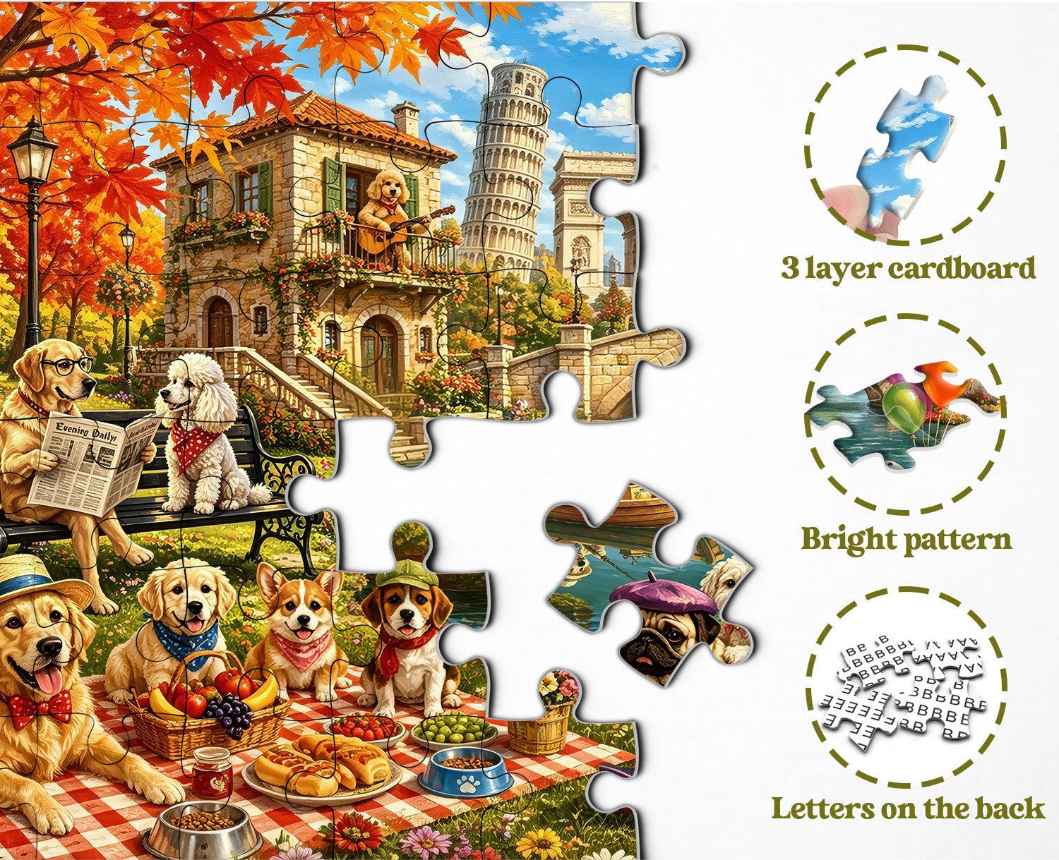 World Tour Pups Jigsaw Puzzle 1000 Pieces