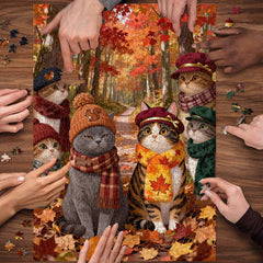 Cute Cat Autumn Jigsaw Puzzle 1000 Pieces