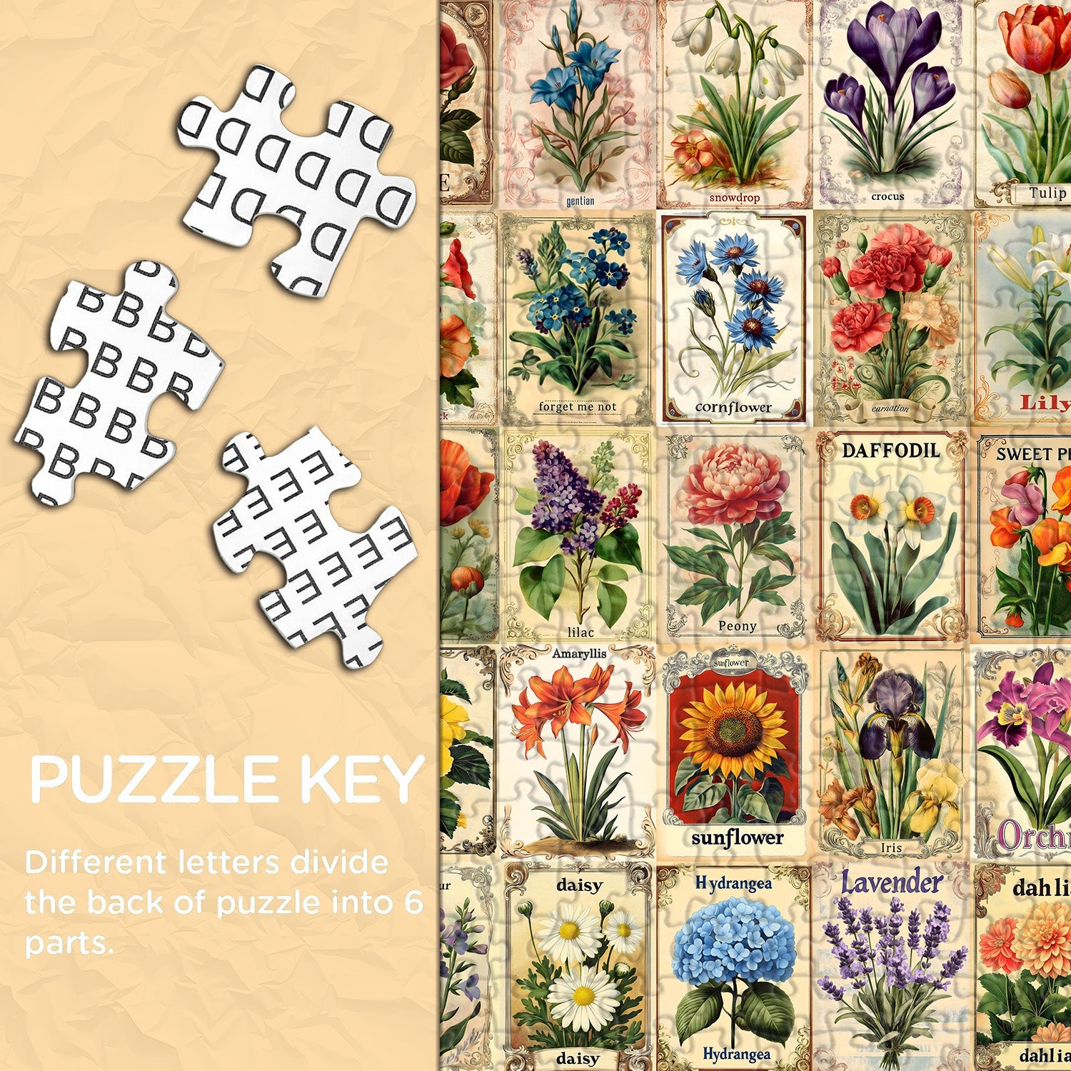 Vintage Floral Medley Jigsaw Puzzle 1000 Pieces