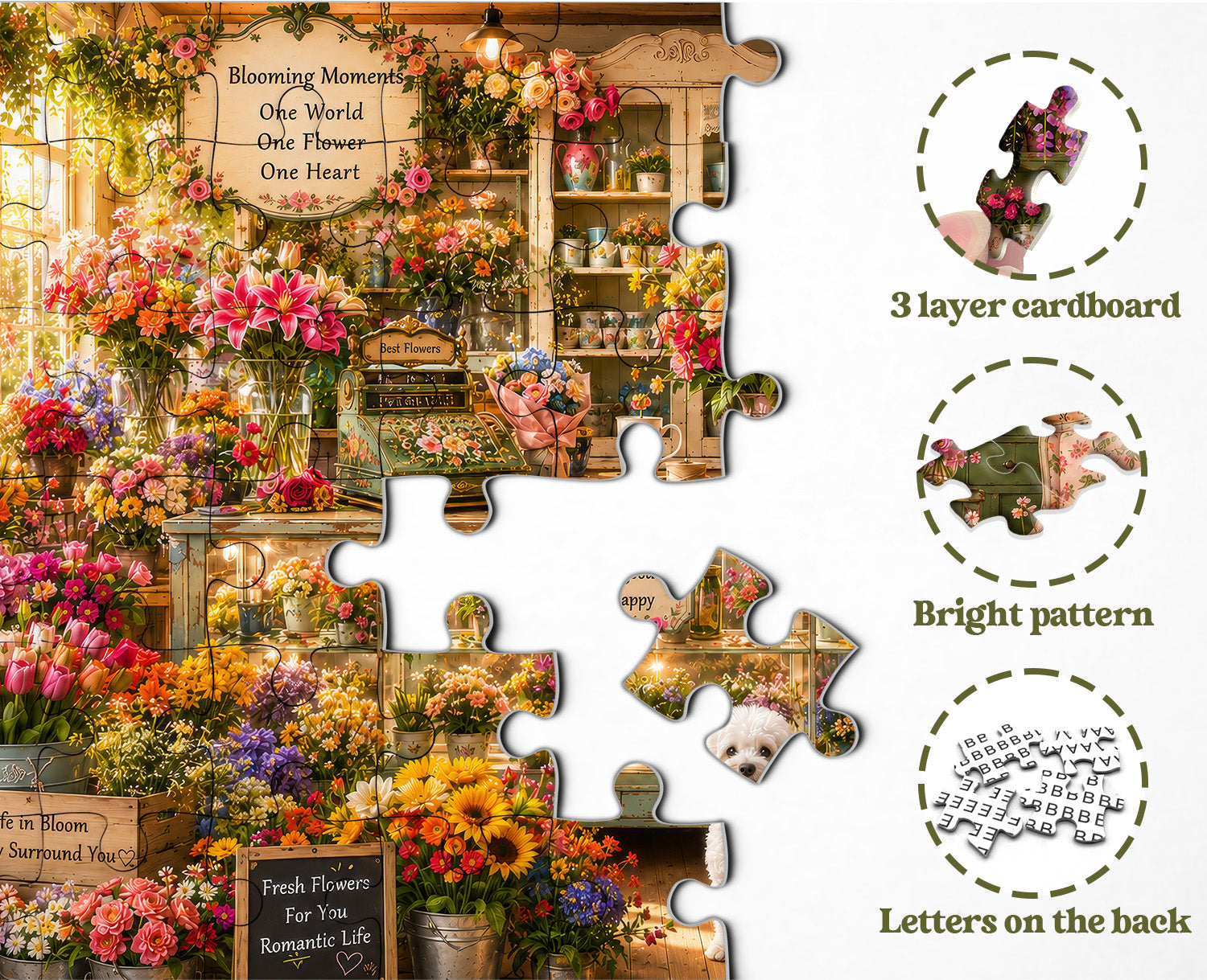 Gemütliches Blumenladen-Puzzle 1000 Teile