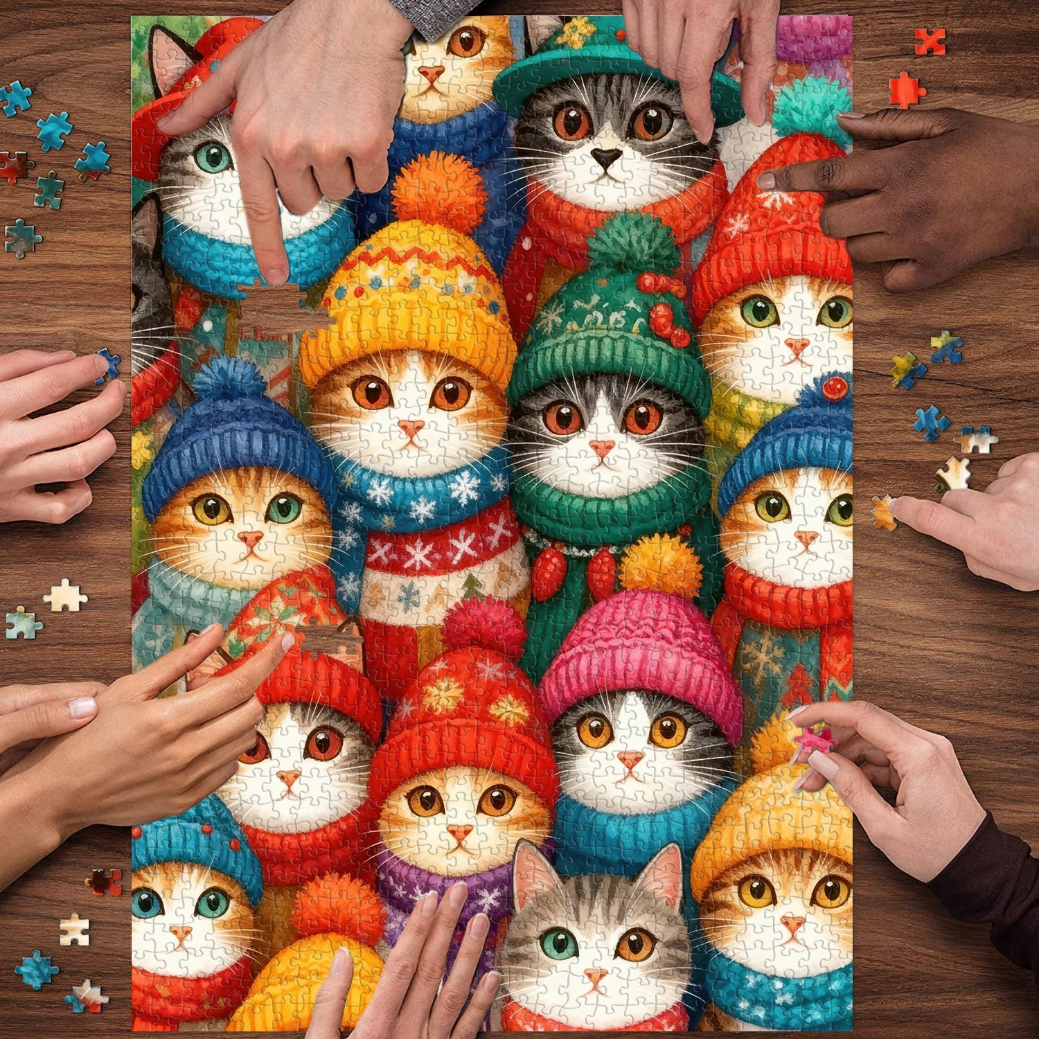 Hat-wearing Cat Crew Jigsaw Puzzle 1000 Pieces