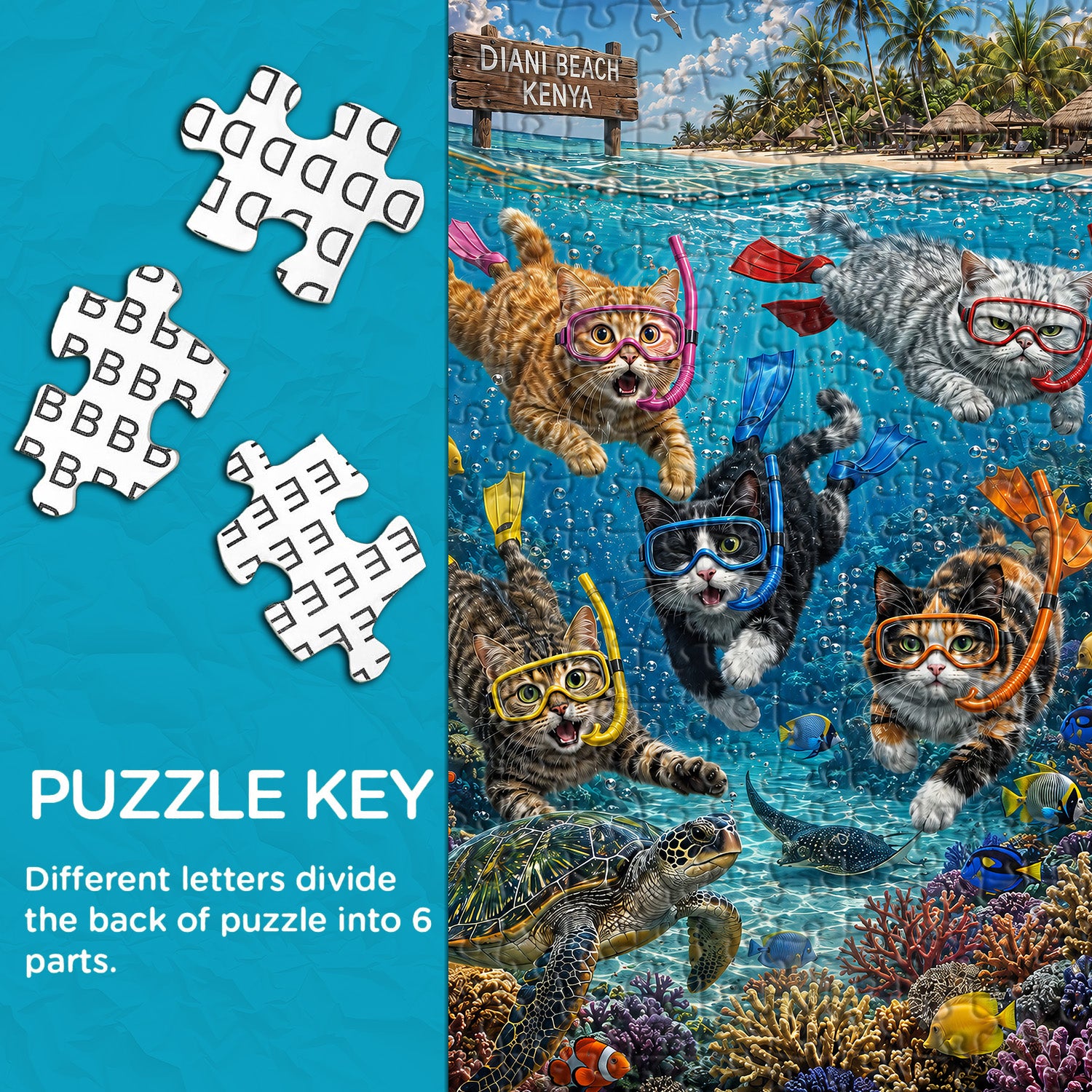 Cat Snorkeling Expedition Jigsaw Puzzle 1000 Pieces