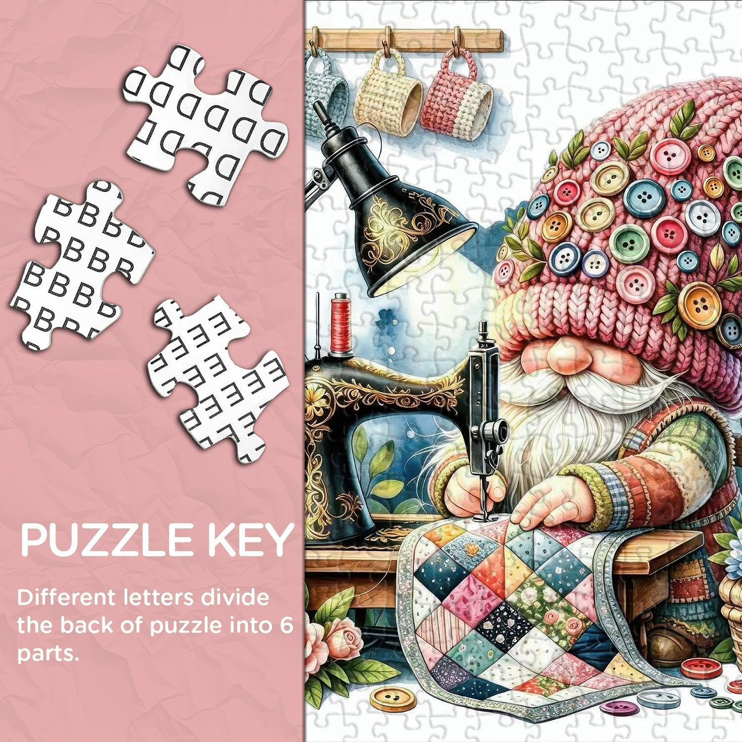 Quilt Craft Gnome Jigsaw Puzzle 1000 Pieces