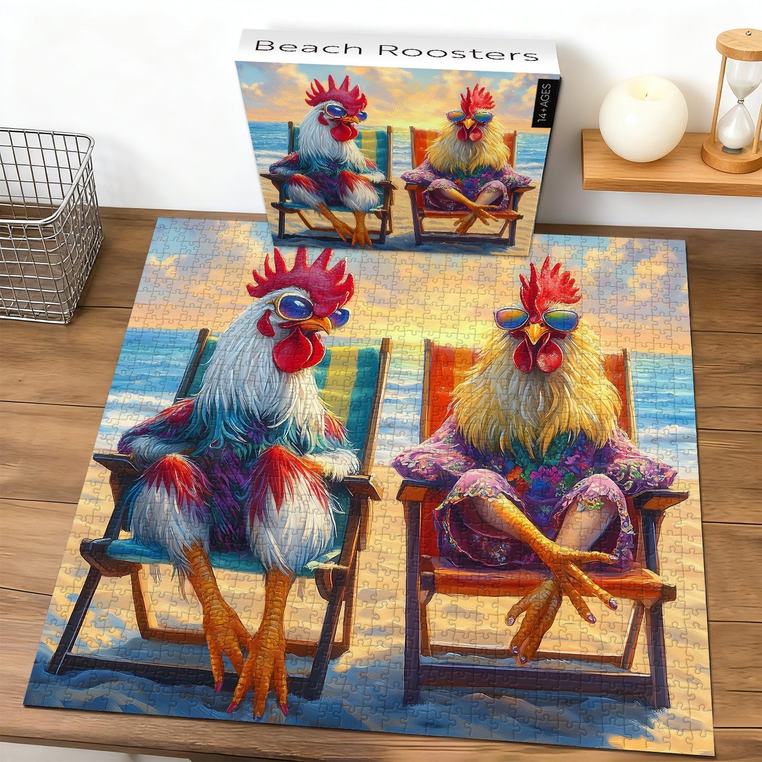Beach Roosters Jigsaw Puzzle 1000 Pieces