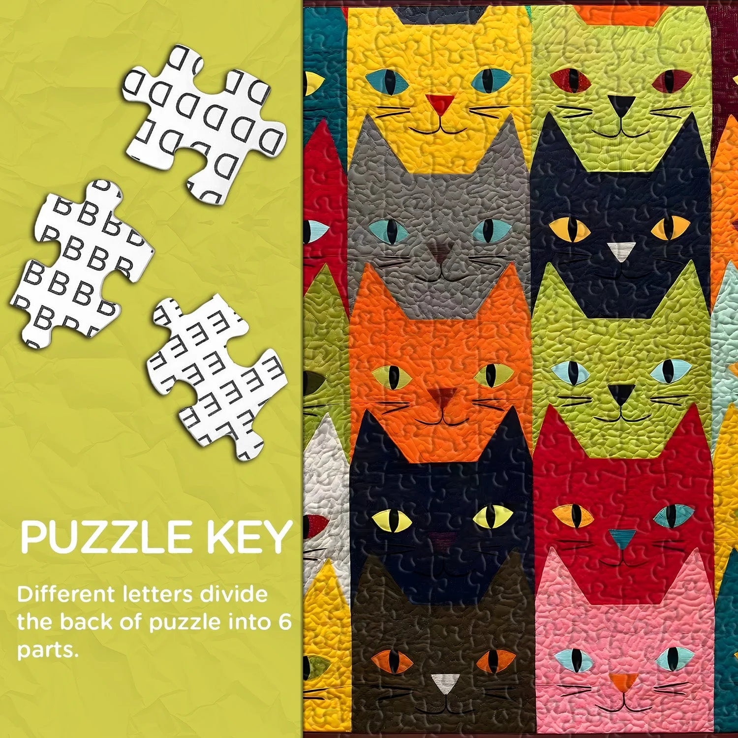 Colorful Cat Faces Jigsaw Puzzle 1000 Pieces