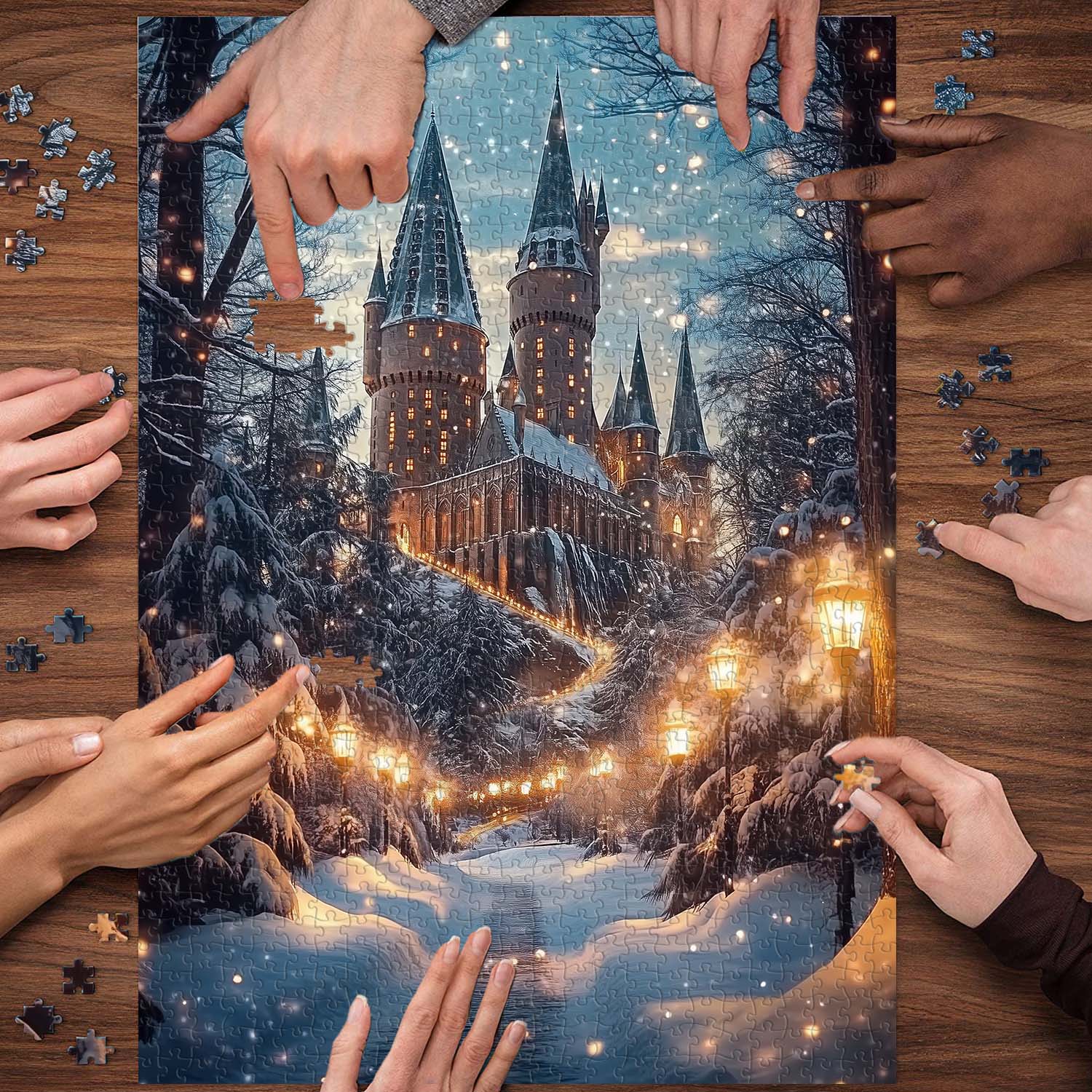 Poudlard Castle en hiver Puzzle 1000 pièces 1000 pièces
