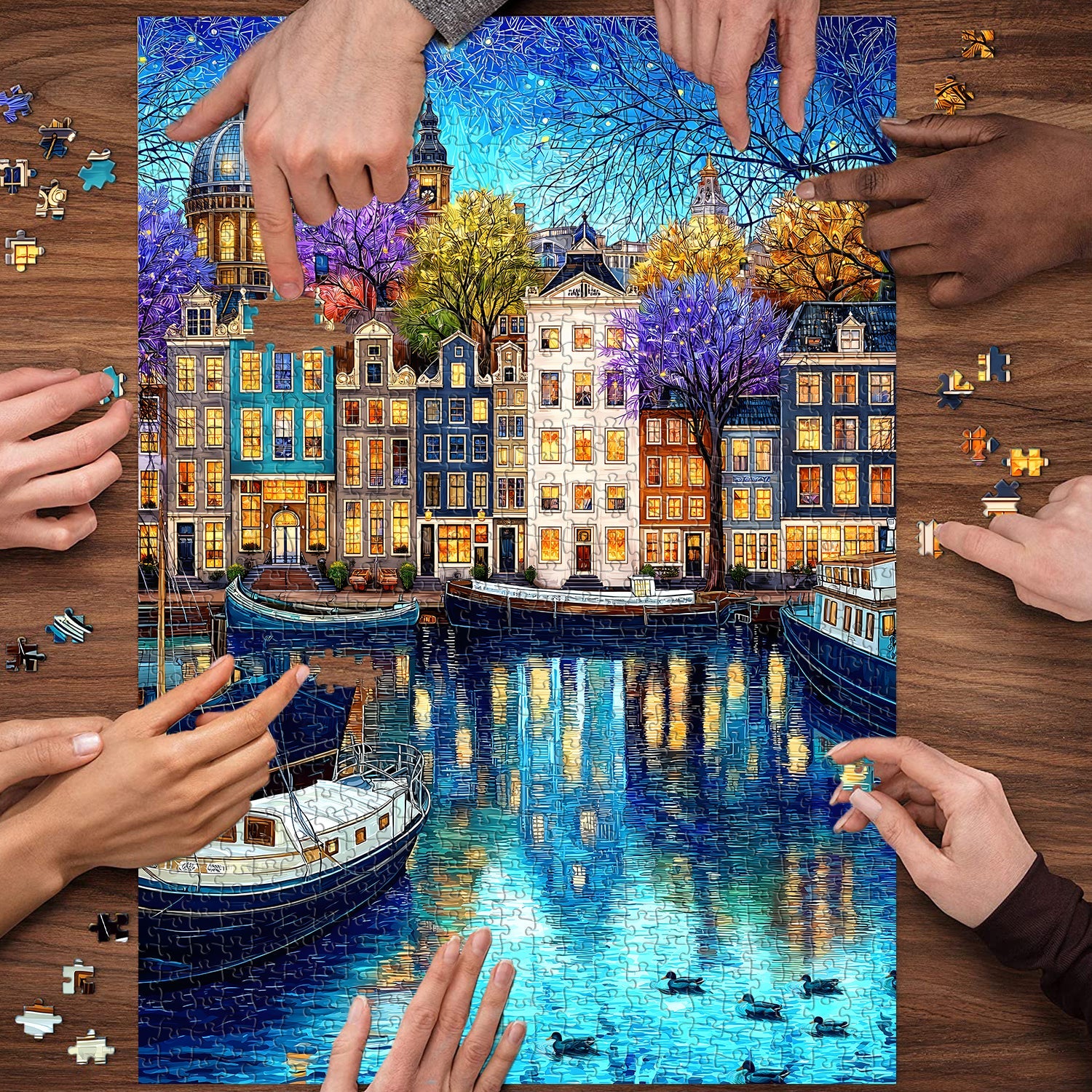 Puzzle Canale Notte Stellata 1000 Pezzi