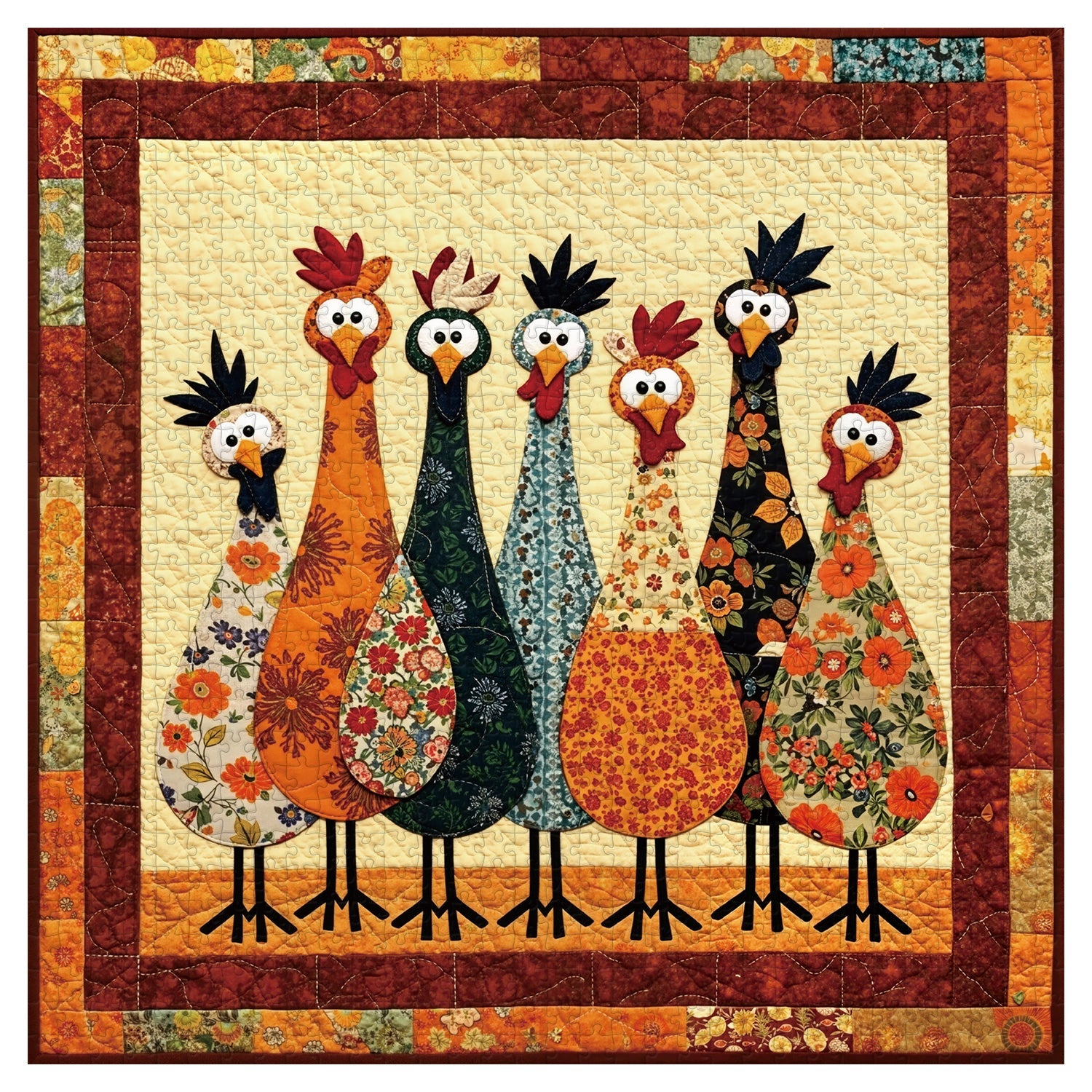 Puzzle con Polli in Tessuto, 1000 Pezzi