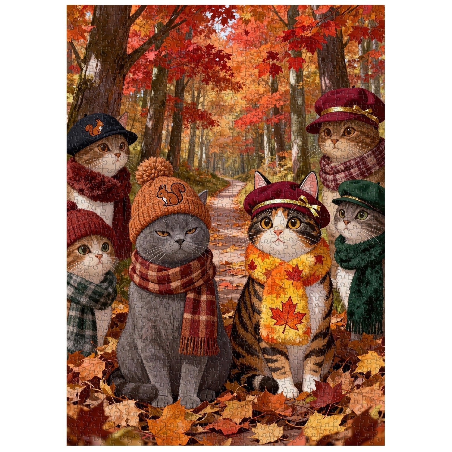 Cute Cat Autumn Jigsaw Puzzle 1000 Pieces