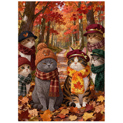 Cute Cat Autumn Jigsaw Puzzle 1000 Pieces
