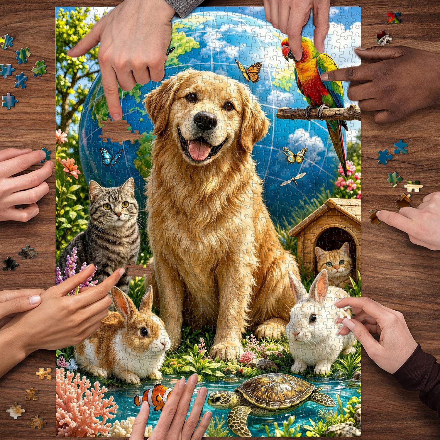 Cute Pet Earth Jigsaw Puzzle 1000 Pieces