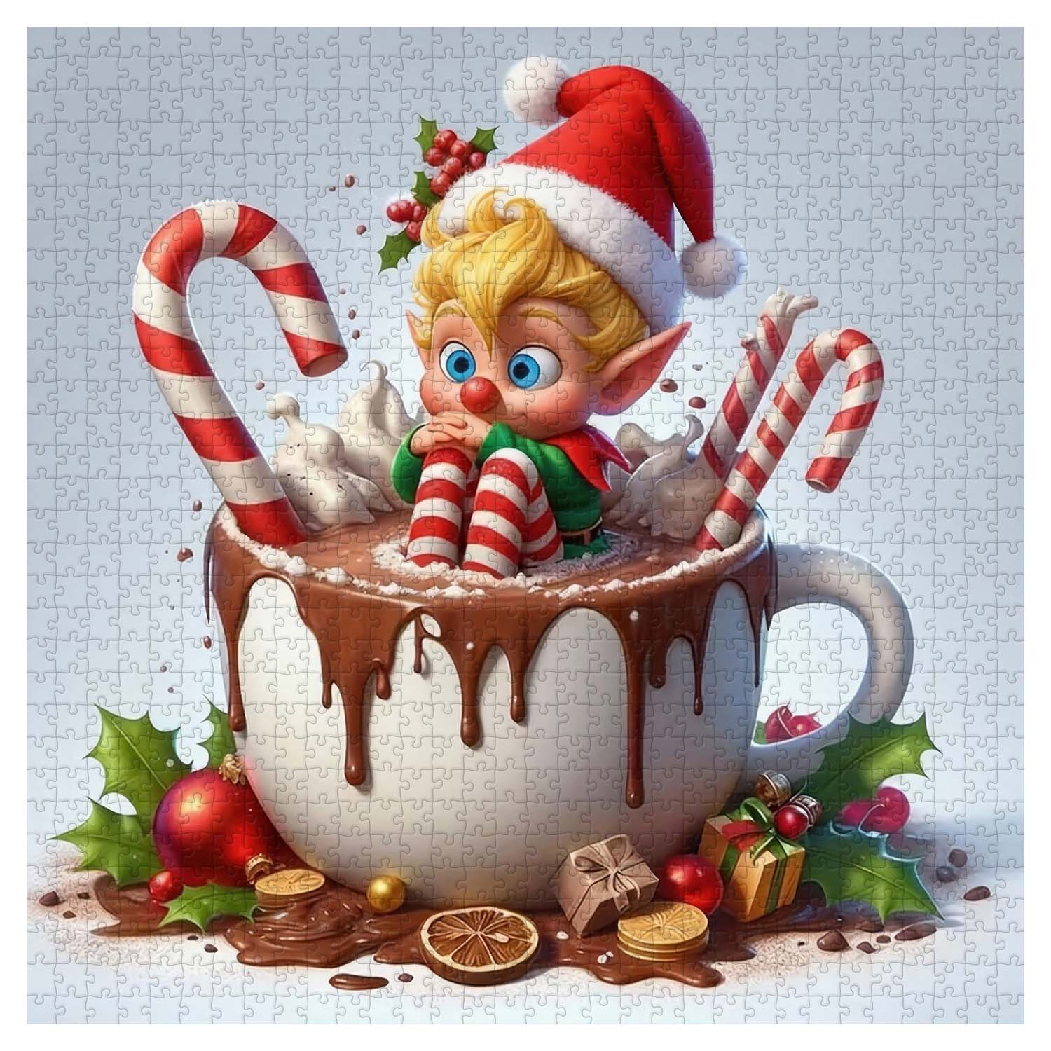 Hot Cocoa Elf Jigsaw Puzzle 1000 Pieces