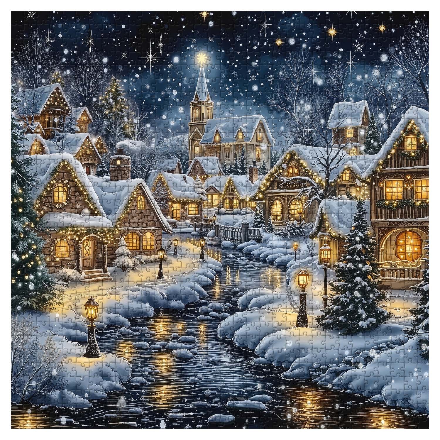 Christmas Village Riverfront Puzzle 1000 pièces