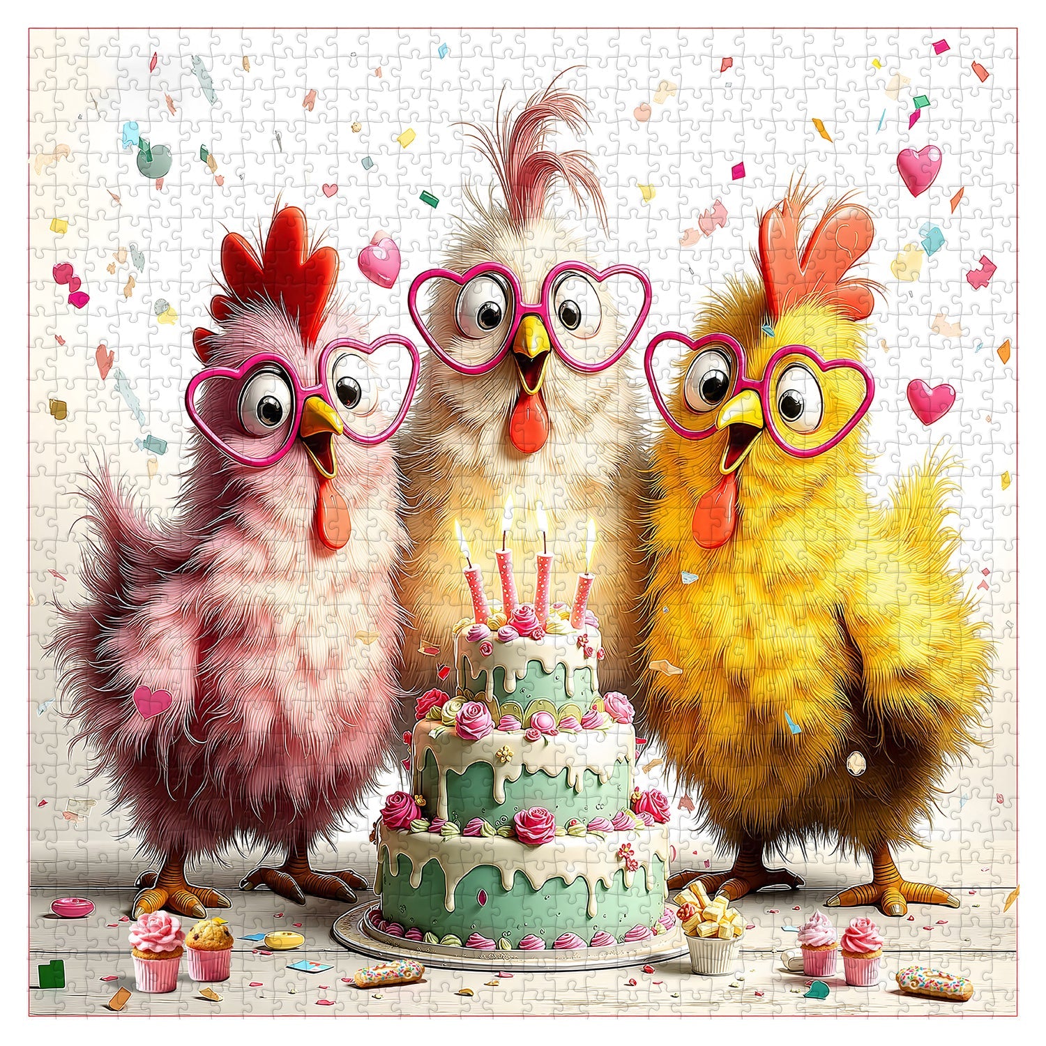 Puzzle di compleanno di pollo Bash 1000 pezzi