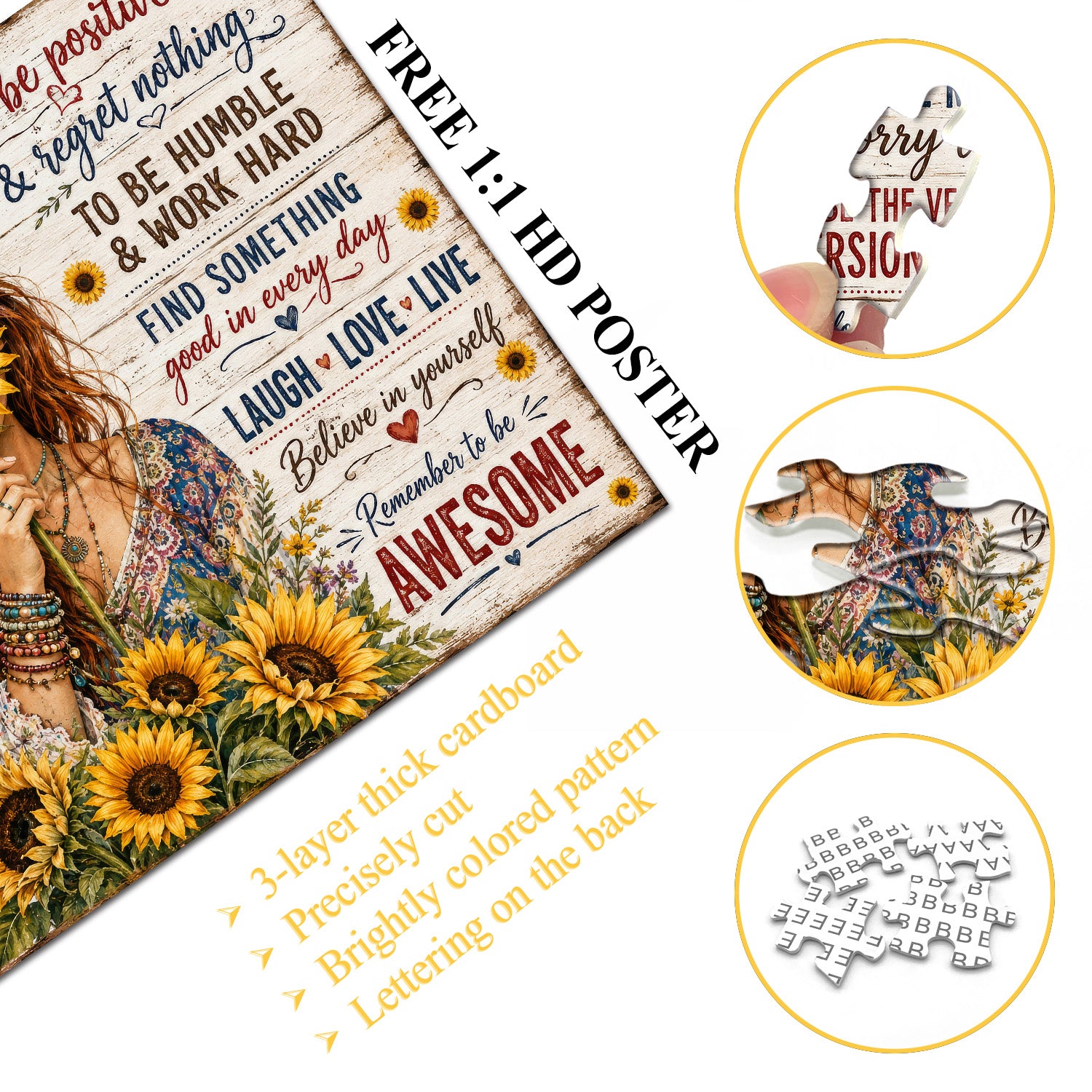 Sunflower Positivity Jigsaw Puzzle 1000 Pieces