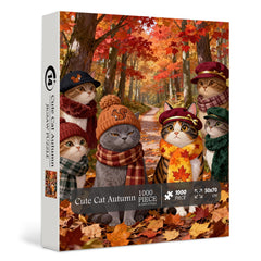 Cute Cat Autumn Jigsaw Puzzle 1000 Pieces