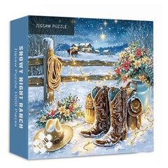 Snowy Night Ranch Jigsaw Puzzle 1000 Pieces