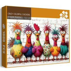 Verrückte bunte Hühner Puzzle 1000 Teile
