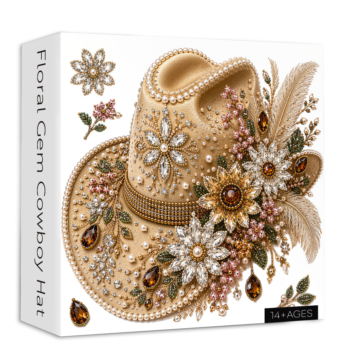 Puzzle con gemma floreale cappello da cowboy, 1000 pezzi
