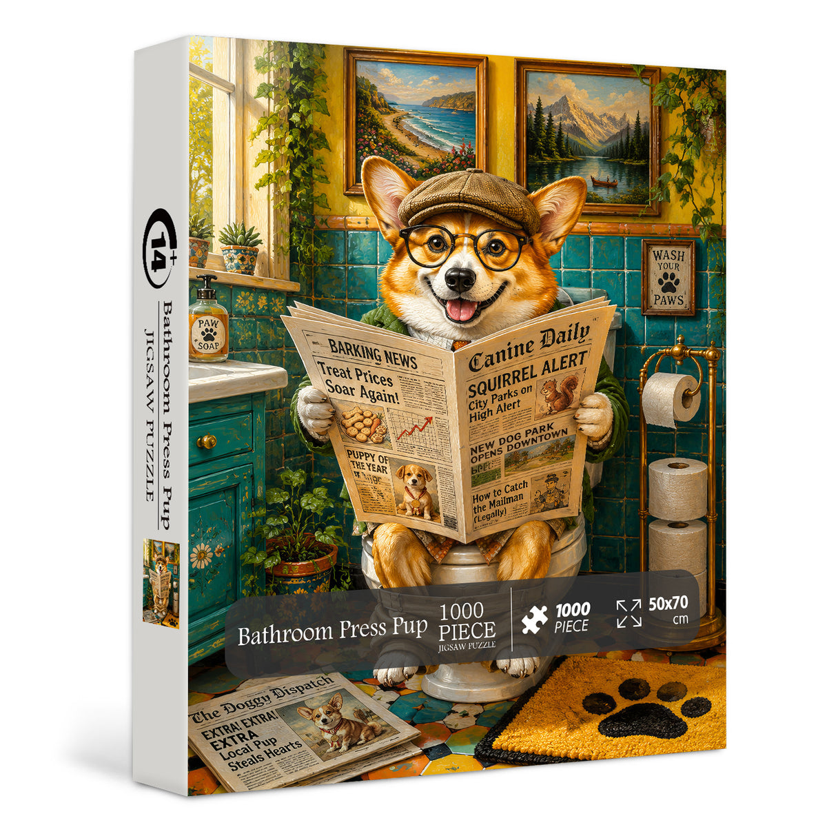Bathroom Press Pup Jigsaw Puzzle 1000 Pieces