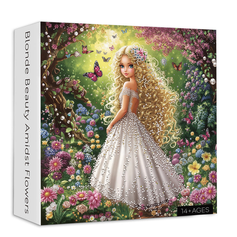 Beauté blonde au milieu des fleurs puzzle 1000 pièces 1000 pièces