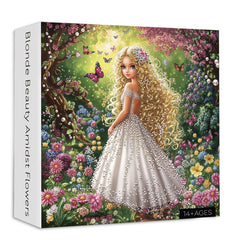 Beauté blonde au milieu des fleurs puzzle 1000 pièces 1000 pièces