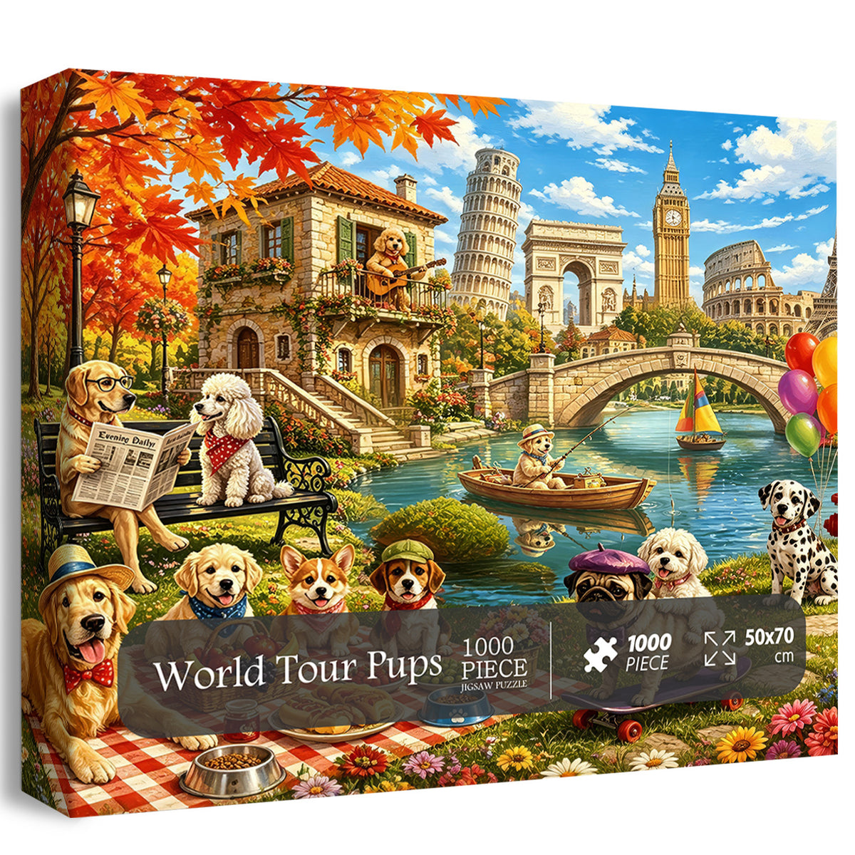 World Tour Pups Jigsaw Puzzle 1000 Pieces