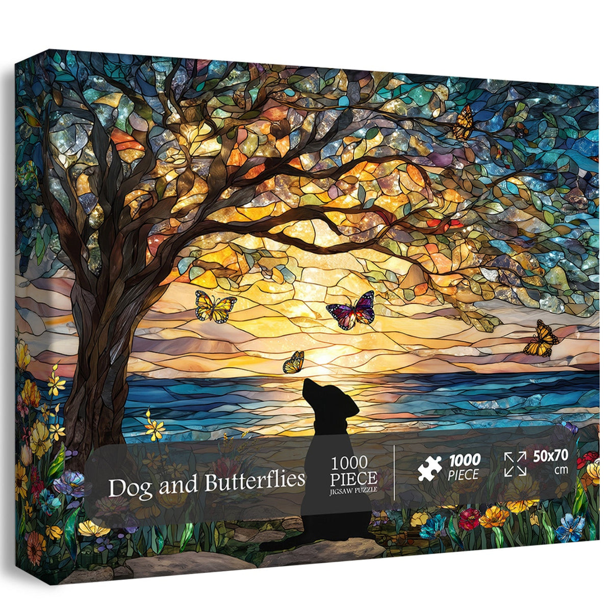 Chien et papillons puzzles 1000 pièces