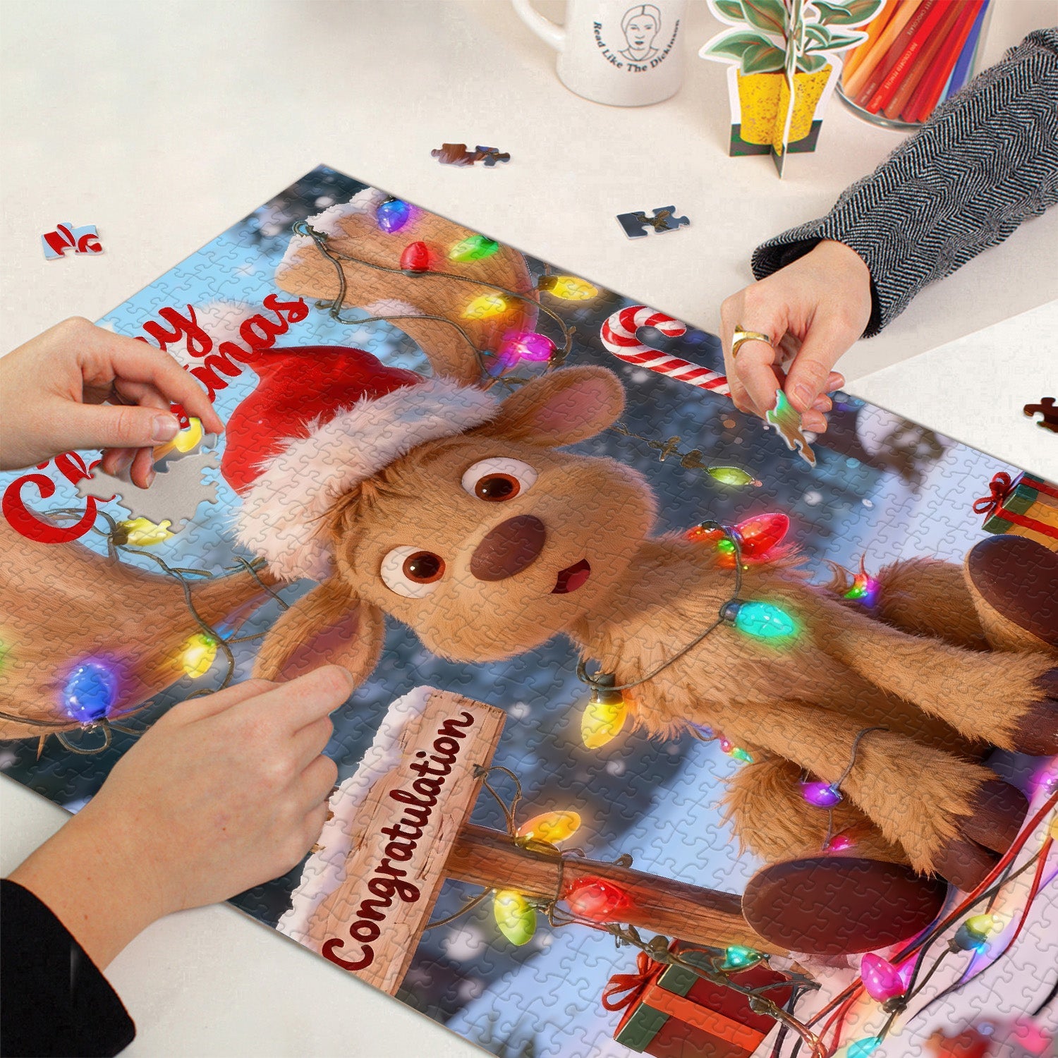 Light Reindeer Delight Jigsaw Puzzle 1000 Pieces