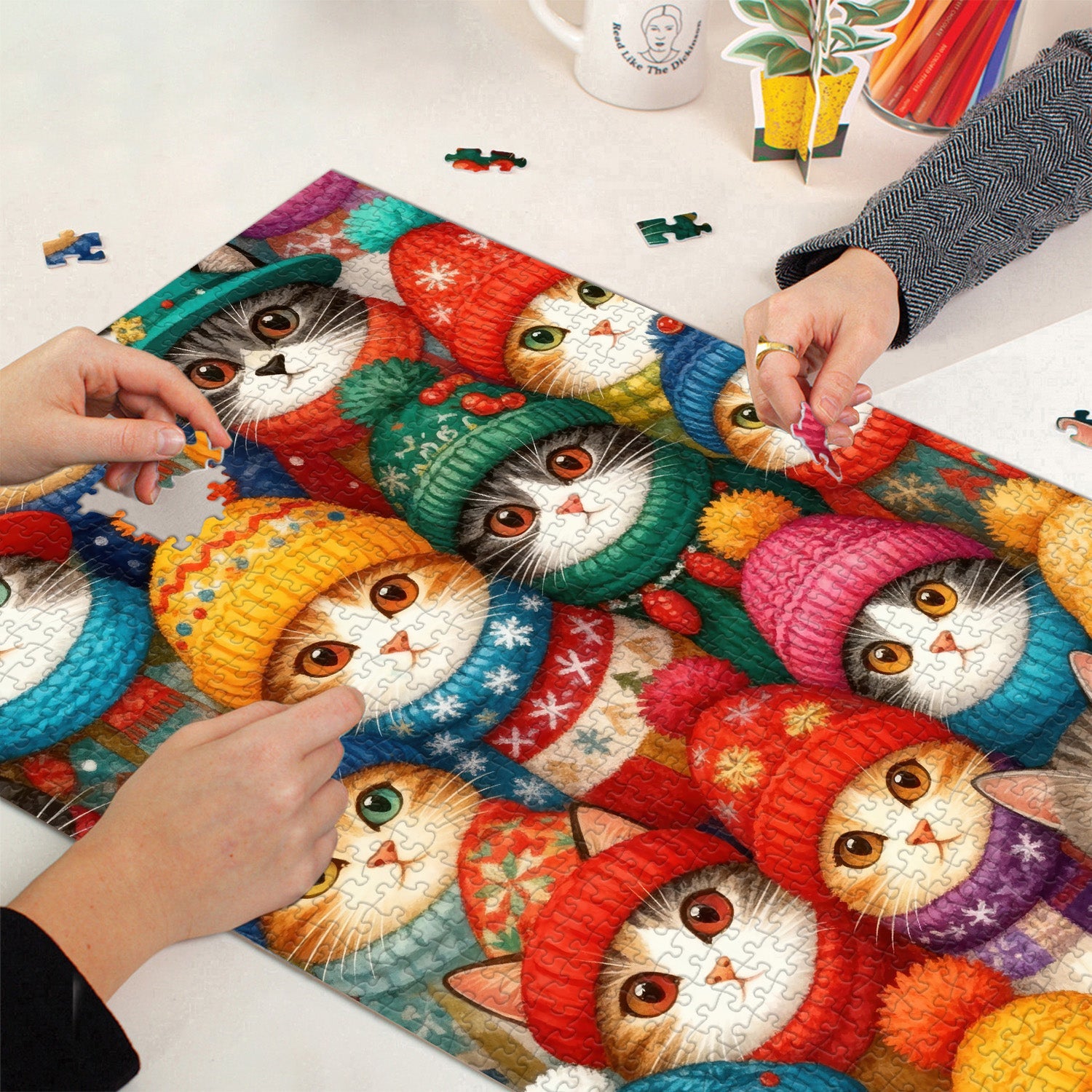 Hat-wearing Cat Crew Jigsaw Puzzle 1000 Pieces