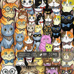 Whimsical Feline Family Portrait Jigsaw Puzzle 1000 Pieces