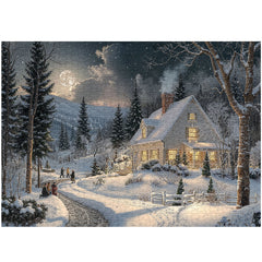 Puzzle di notte innevata al chiaro di luna 1000 pezzi