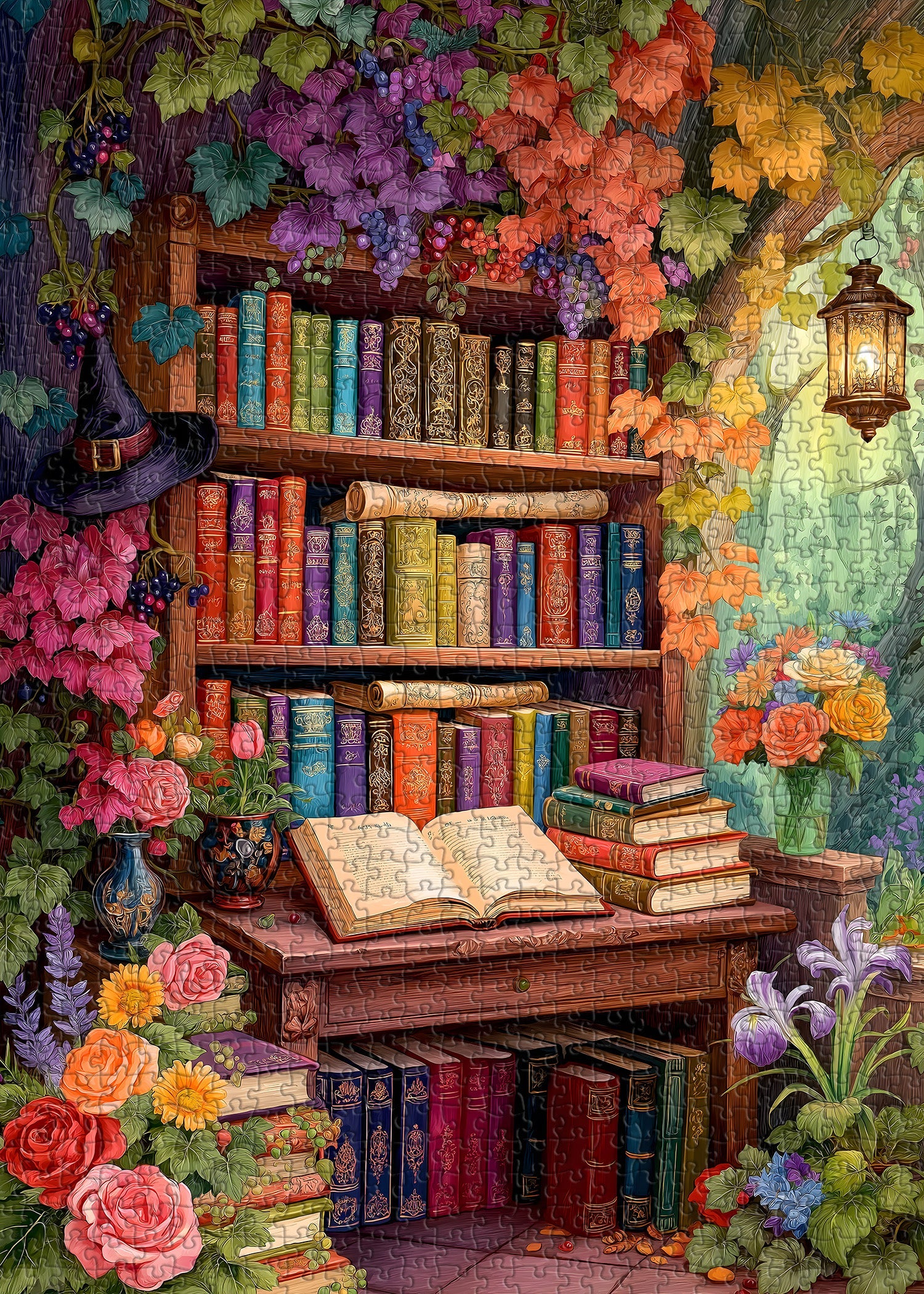 Flower Bookshelf Jigsaw Puzzle 1000 Pieces