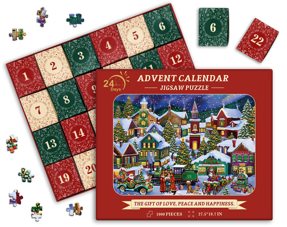 Christmas Joyous Town Advent Calendar Jigsaw Puzzle 1000 Pieces