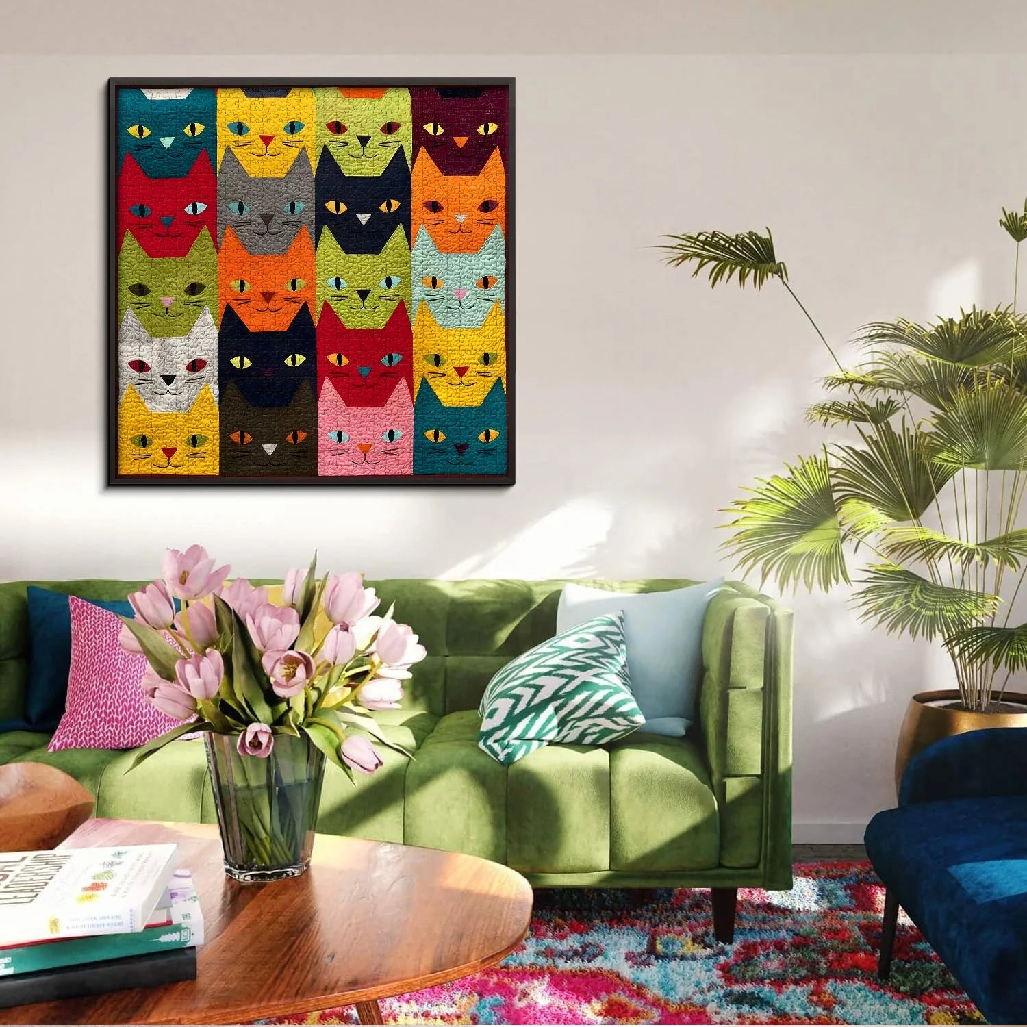 Colorful Cat Faces Jigsaw Puzzle 1000 Pieces