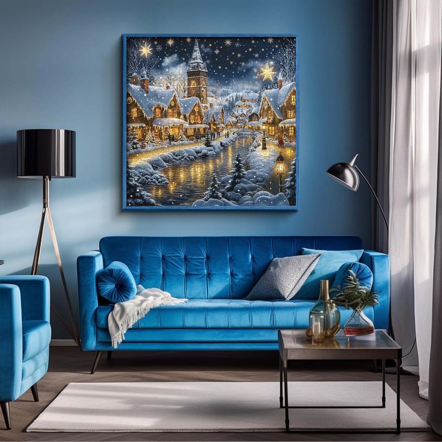 Frosty Christmas River Town Puzzle 1000 pièces