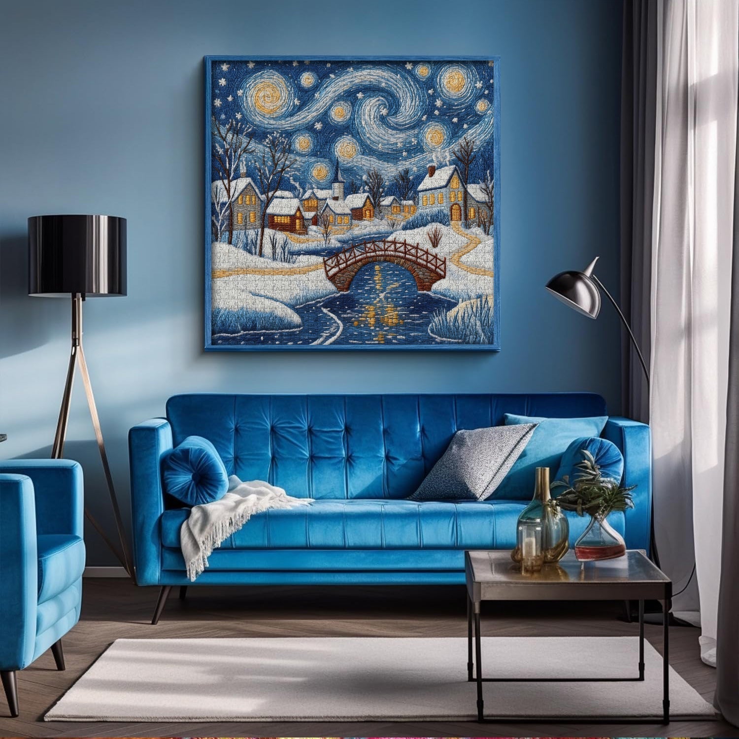 Snowy Village Glow Jigsaw Puzzle 1000 Pieces