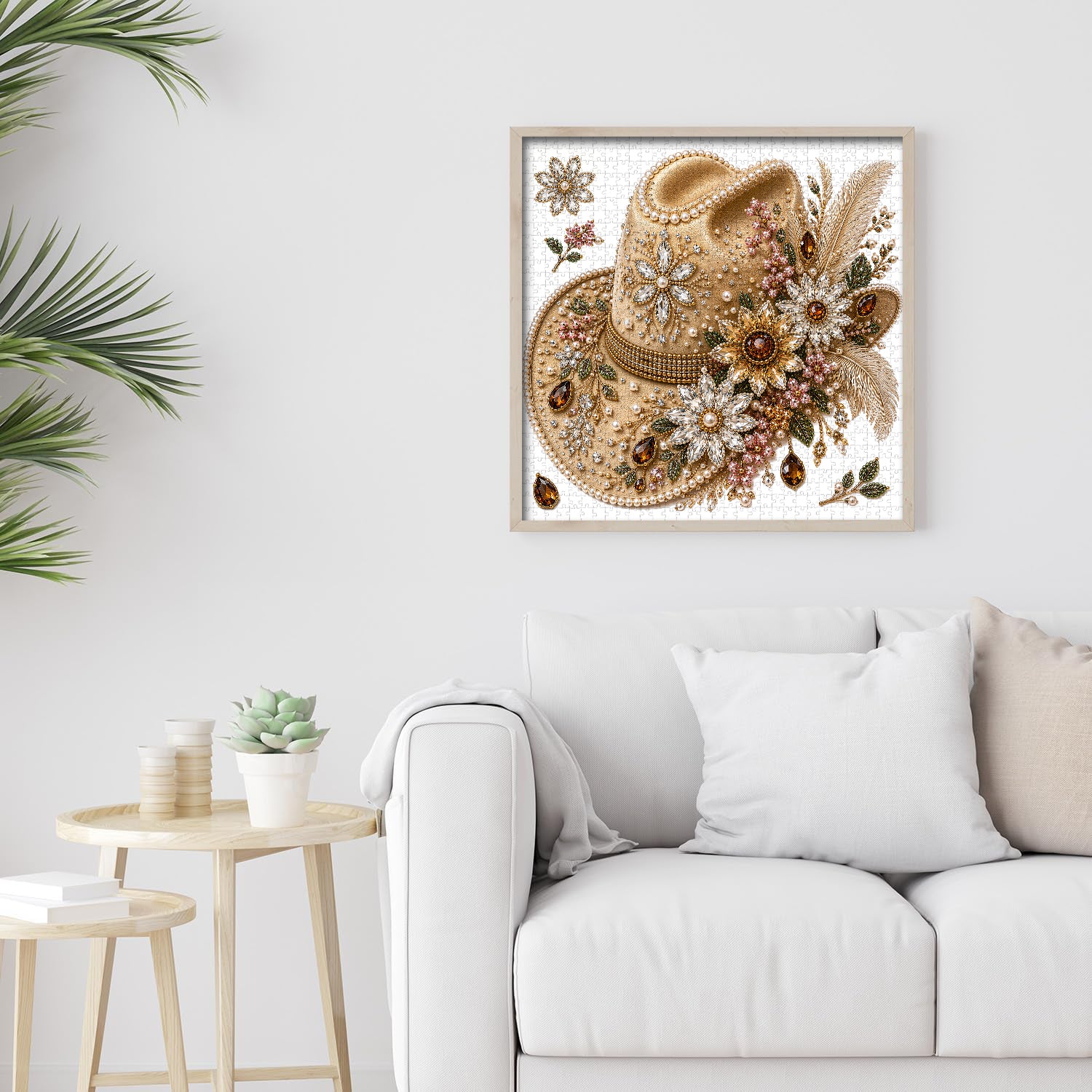 Puzzle con gemma floreale cappello da cowboy, 1000 pezzi