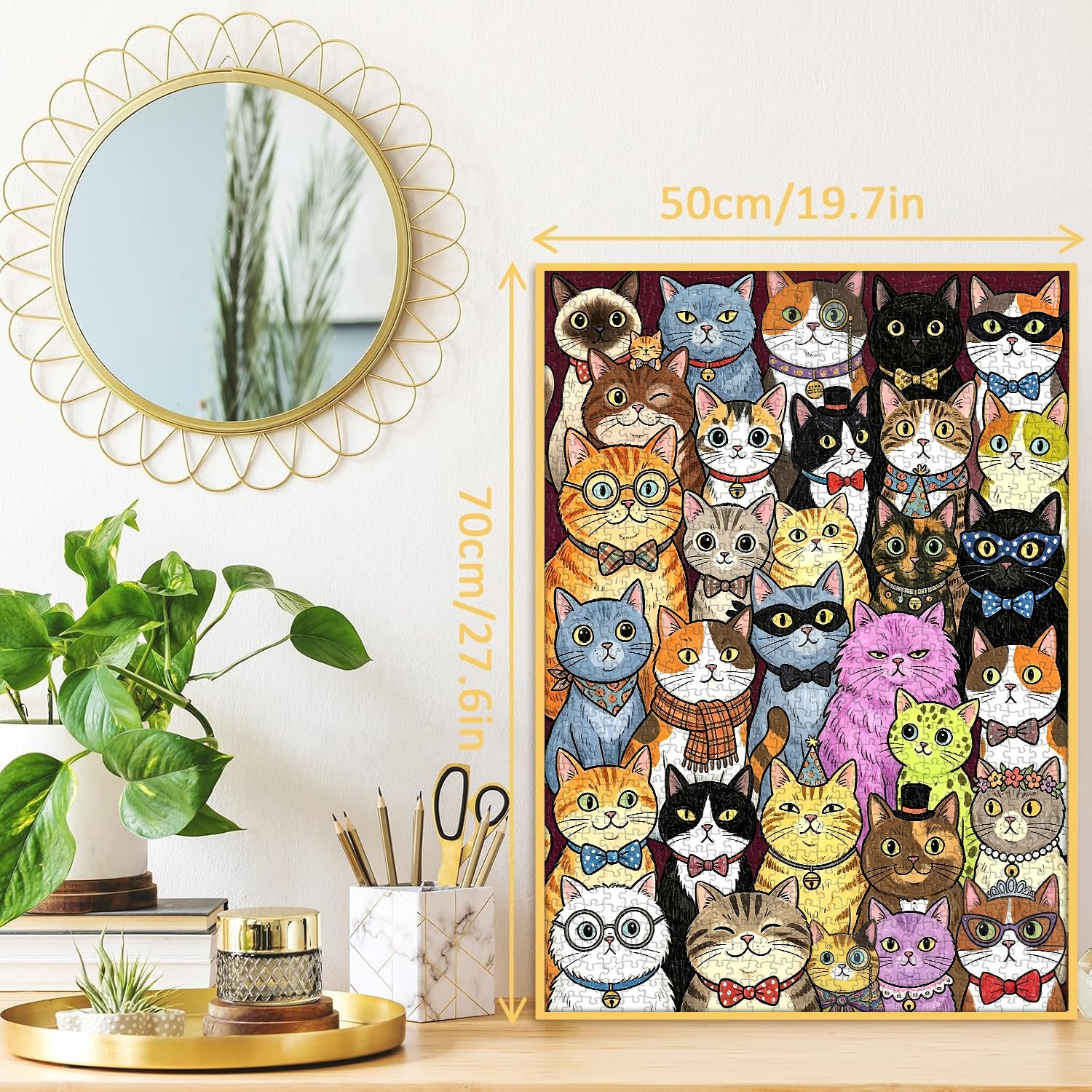 Whimsical Feline Family Portrait Jigsaw Puzzle 1000 Pieces