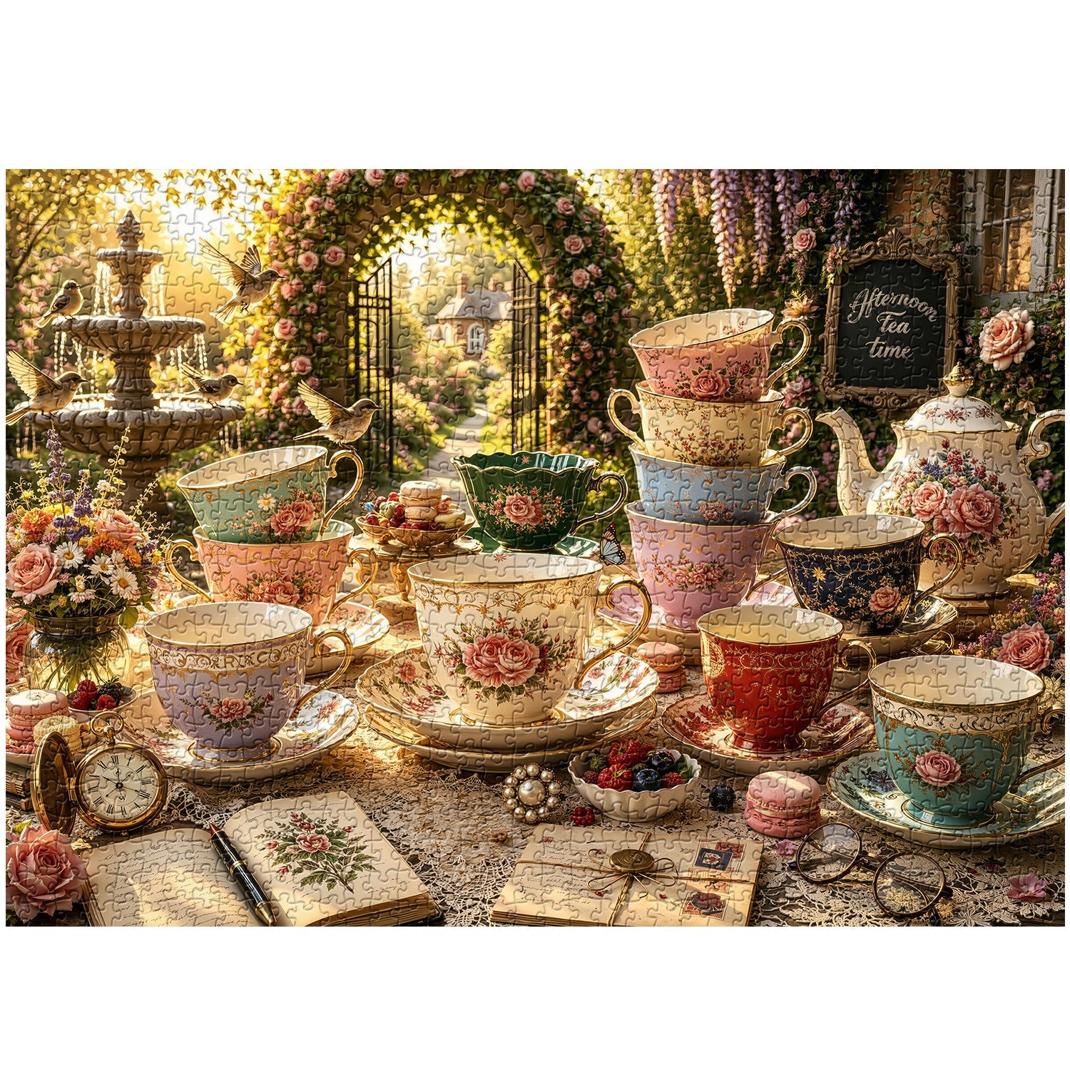 Garden Rose Tea Jigsaw Puzzle 1000 Pieces