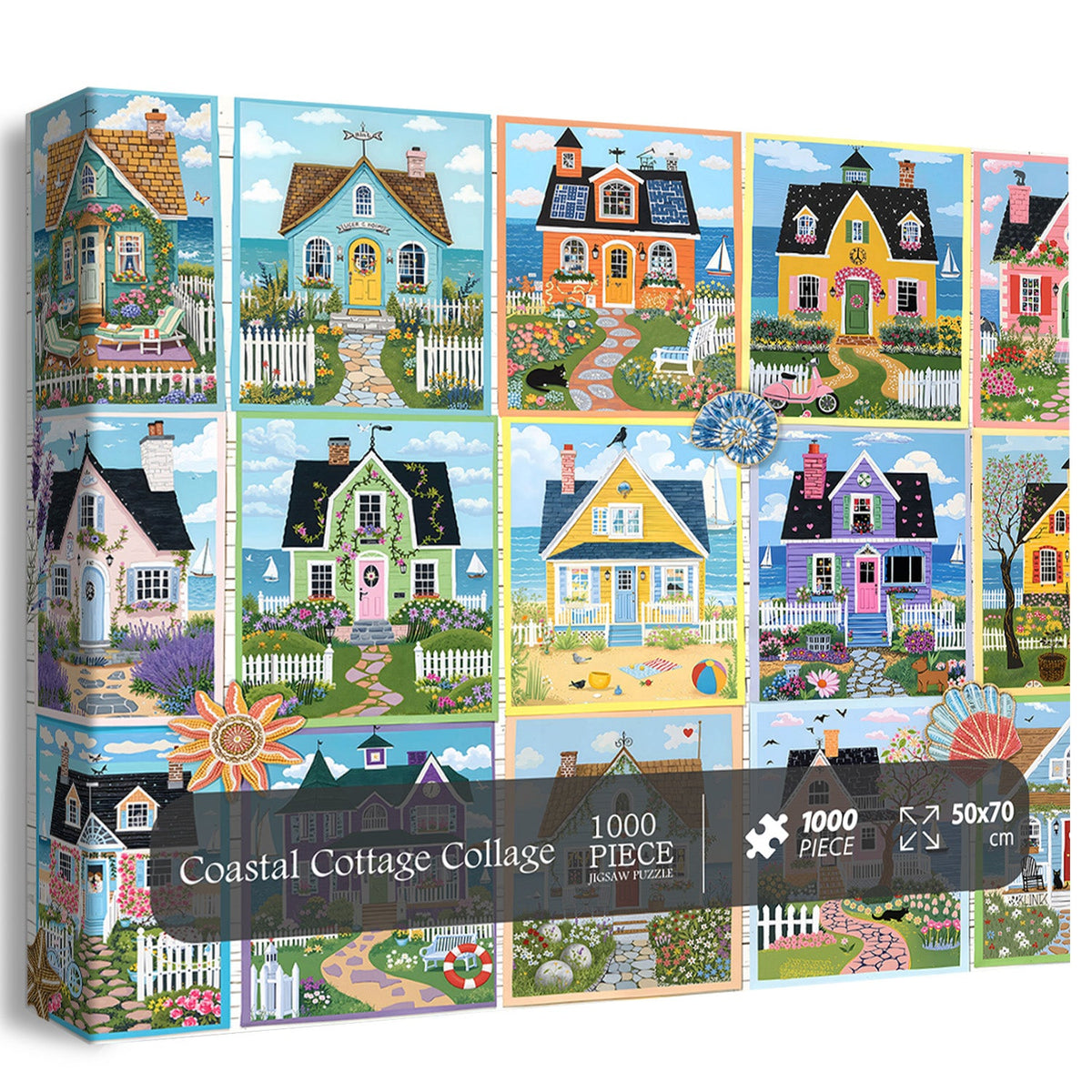 Coastal Cottage Collage Jigsaw Puzzle 1000 Pieces