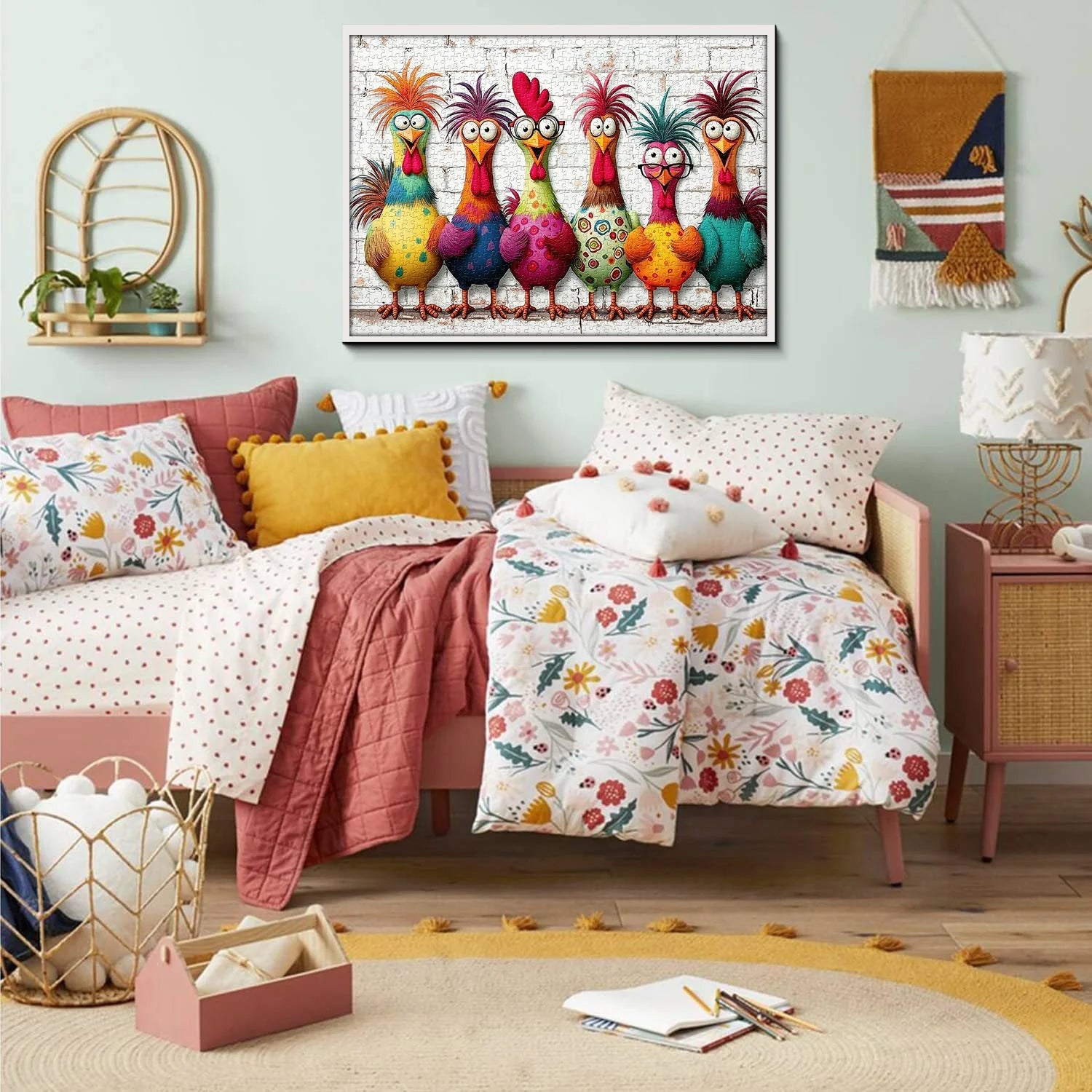 Verrückte bunte Hühner Puzzle 1000 Teile