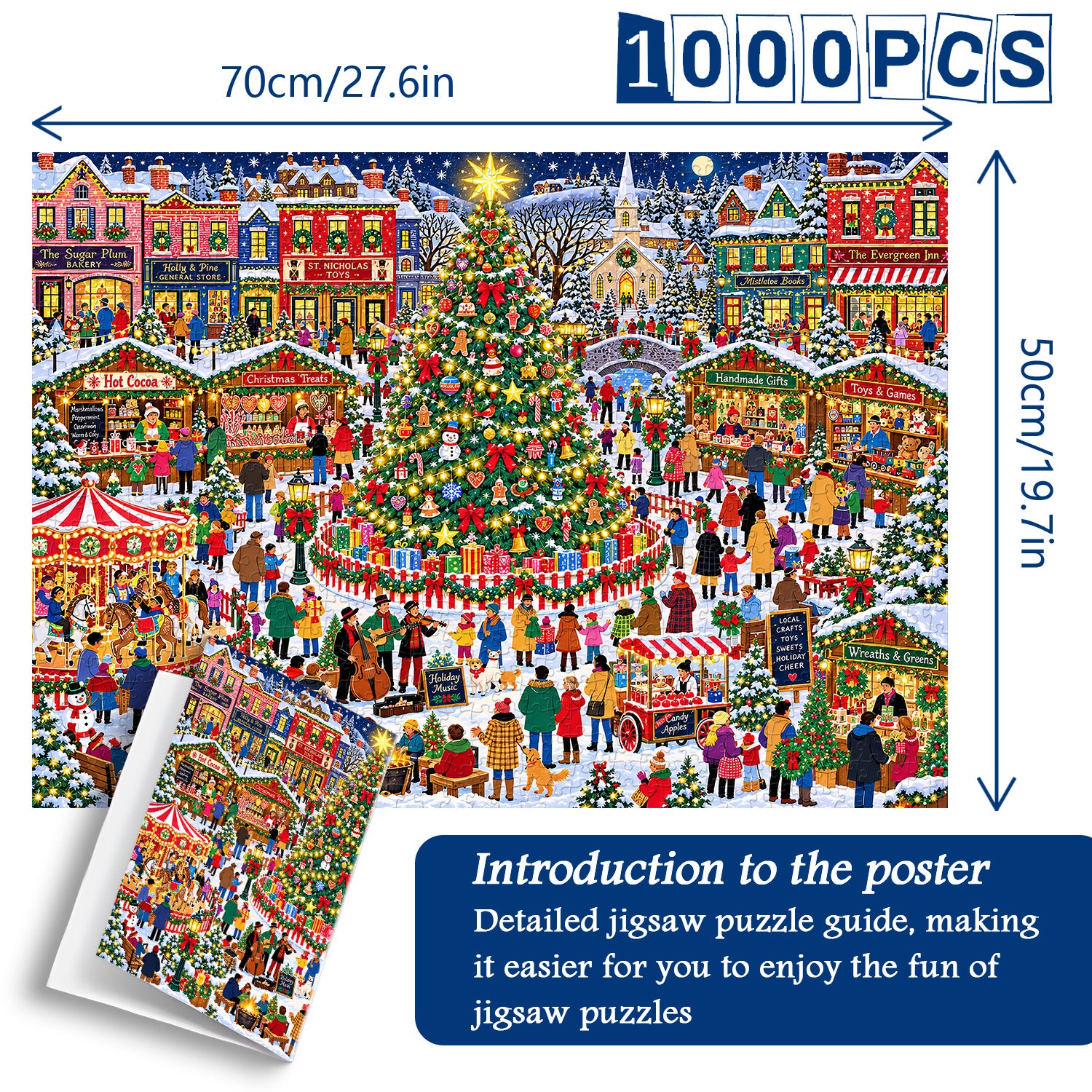 Christmas Town Square Jigsaw Puzzle 1000 Pieces