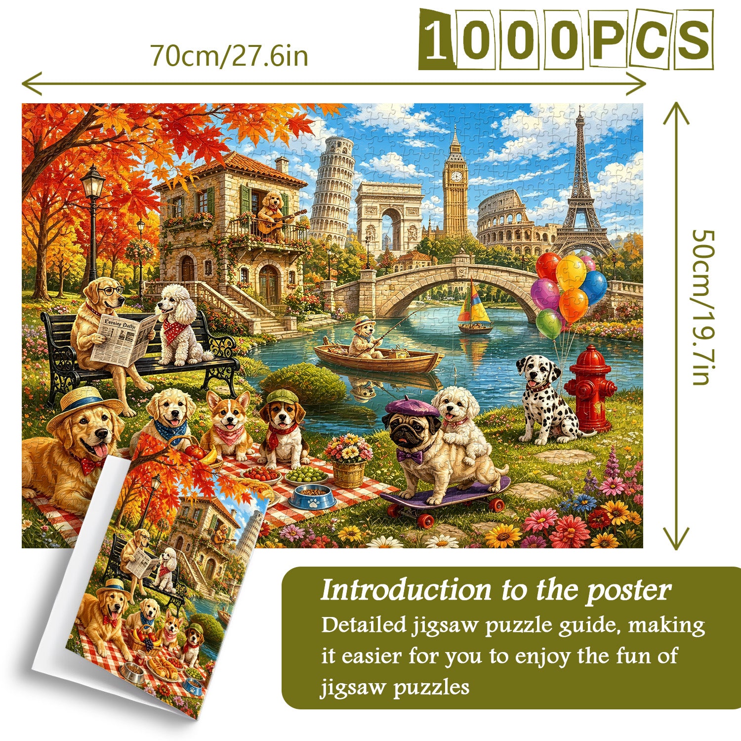 World Tour Pups Jigsaw Puzzle 1000 Pieces