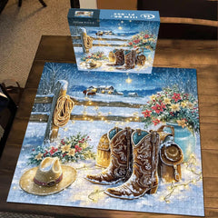 Snowy Night Ranch Jigsaw Puzzle 1000 Pieces
