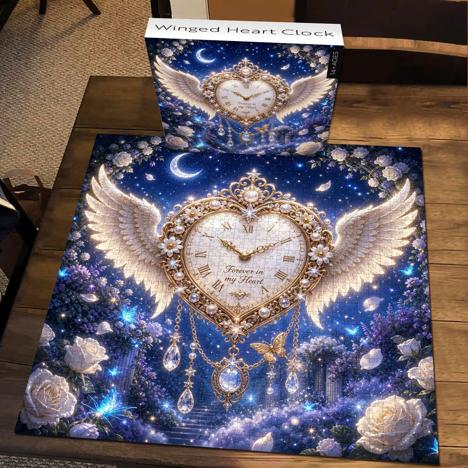 Winged Heart Clock Jigsaw Puzzle 1000 Pieces