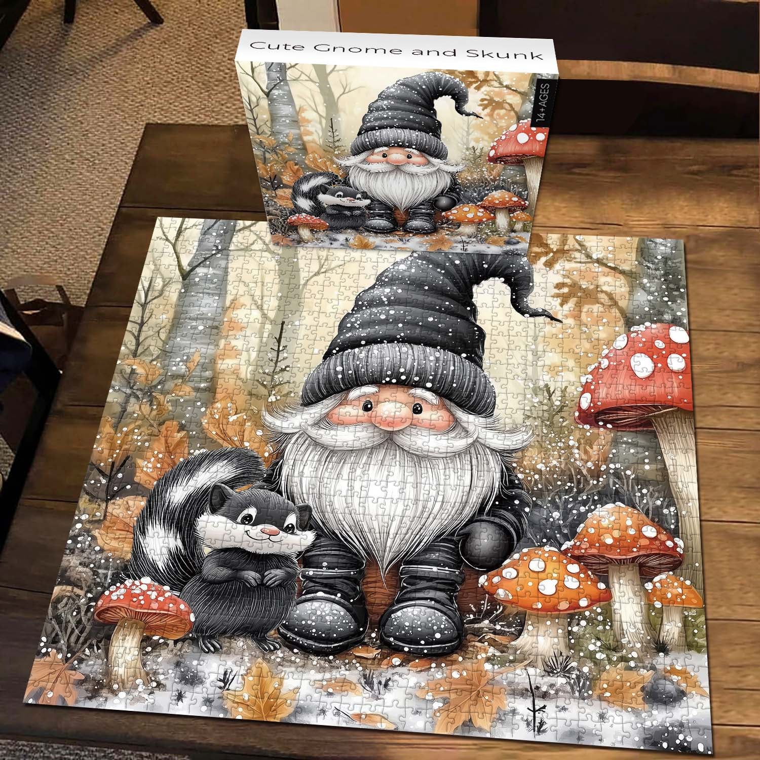 Mignon gnome et skunk puzzle 1000 pièces