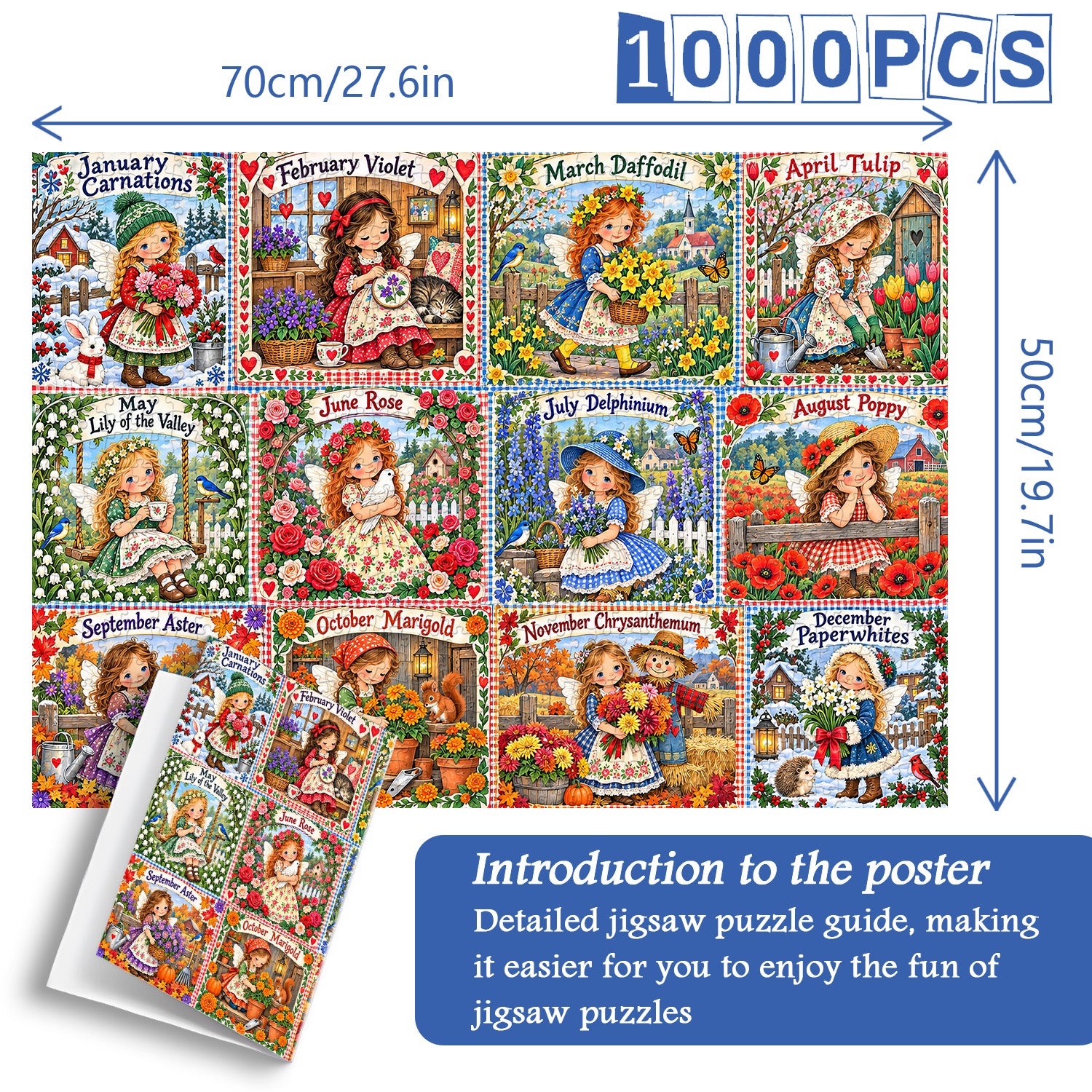 Monthly Garden Angels Jigsaw Puzzle 1000 Pieces