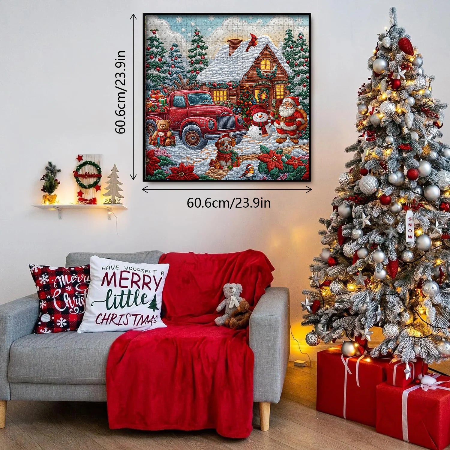 Camion rosso natalizio cottage puzzle puzzle 1000 pezzi