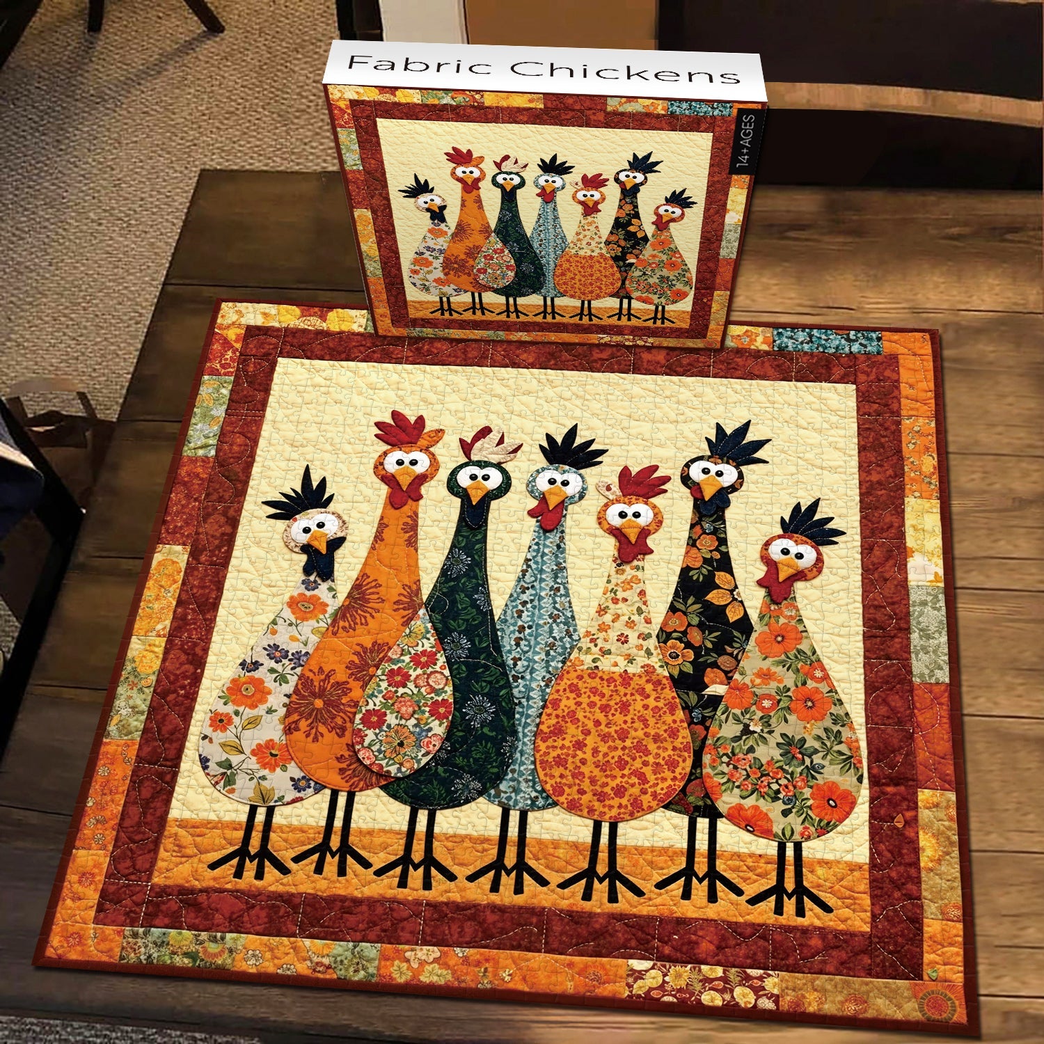 Puzzle con Polli in Tessuto, 1000 Pezzi